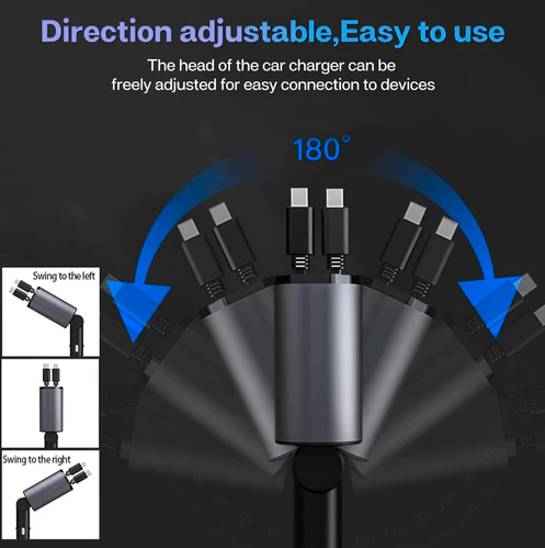 4-in-1 Retractable Car Mobile Charger